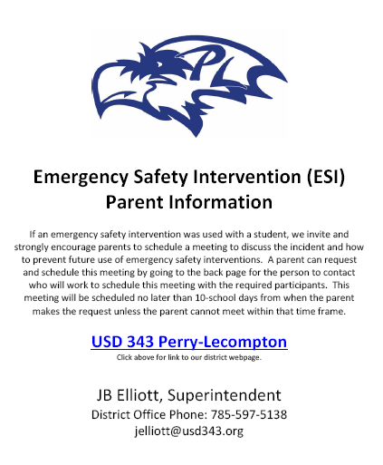 Emergency Safety Intervention (ESI) Parent Information PDF